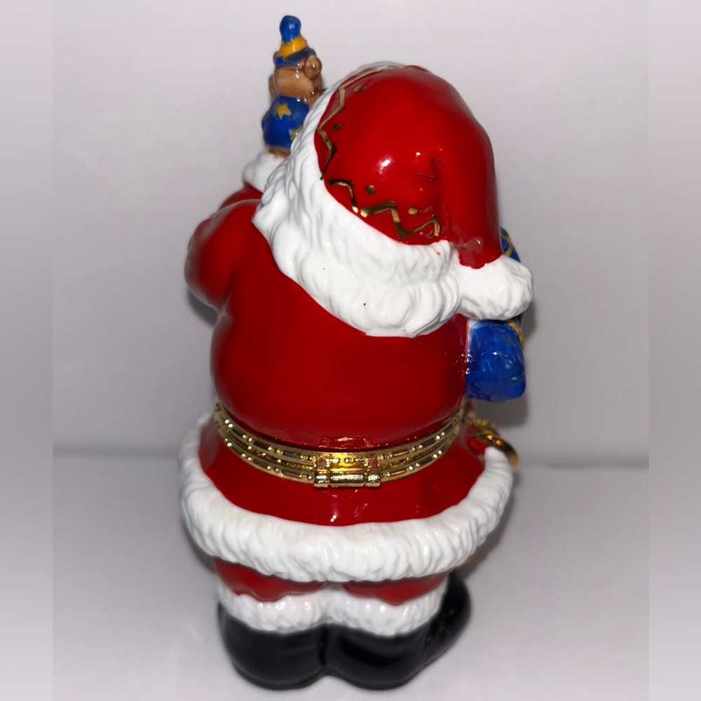 Traditions Porcelain Hinged Decorative Trinket Box Christmas Santa Claus - Picture 2 of 4